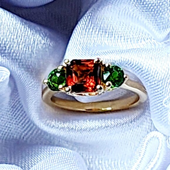 STUNNING Cherry Citrine and Chrome Diopside Silver Ring  1.50 ctw. - NWT - Picture 3 of 8